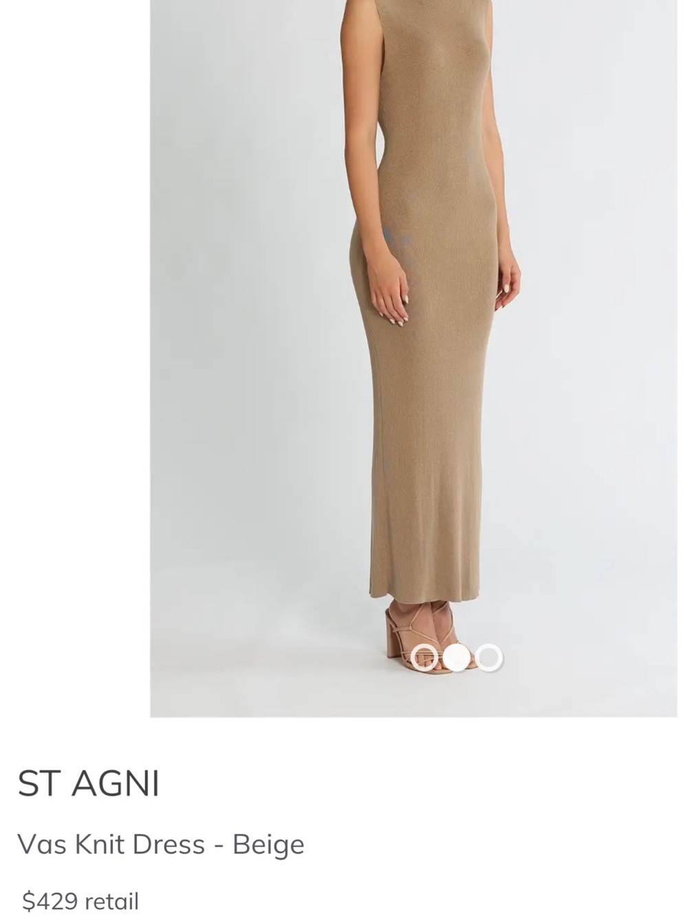 St. Agni Tan Ribbed Knit Maxi Dress